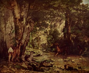 Reebok in het bos door Gustave Courbet